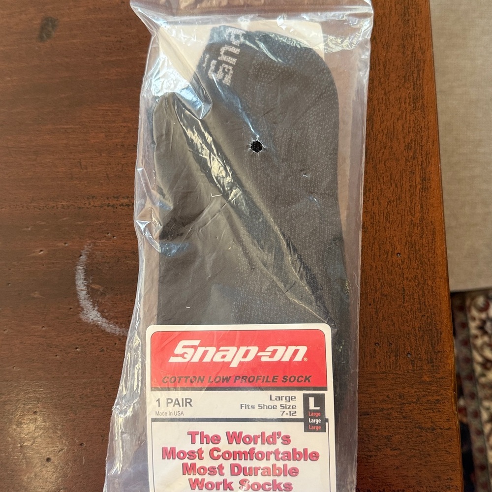 Snap On black low socks. Large. Brand new in a bag